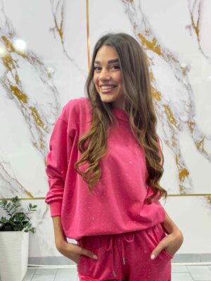 Pink komplet trenerka sa cirkonima